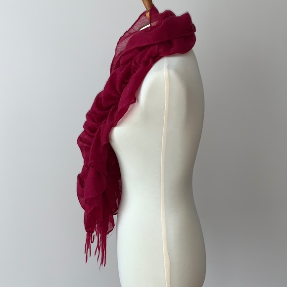 Women's Gathered Scarf Burgundy/Red/Wine 48" - Picture 4 of 5